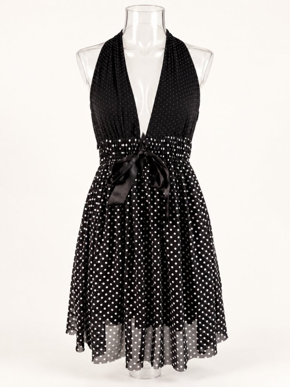 Guess Marciano Black Polka Dot Halter Dress Size S